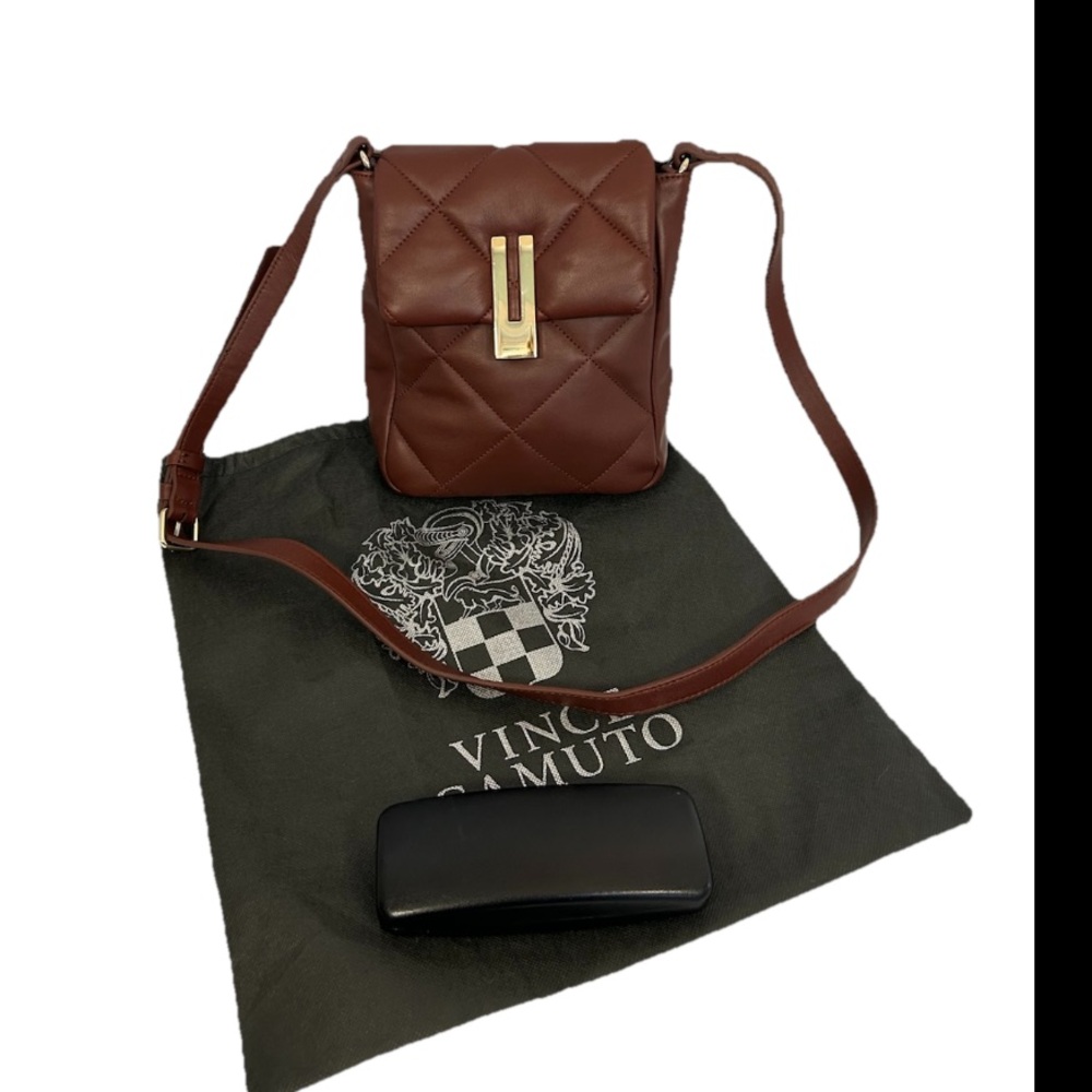 Vince Camuto Flapped Crossbody Soft Chocolate Brown Leather With Dust Bag New